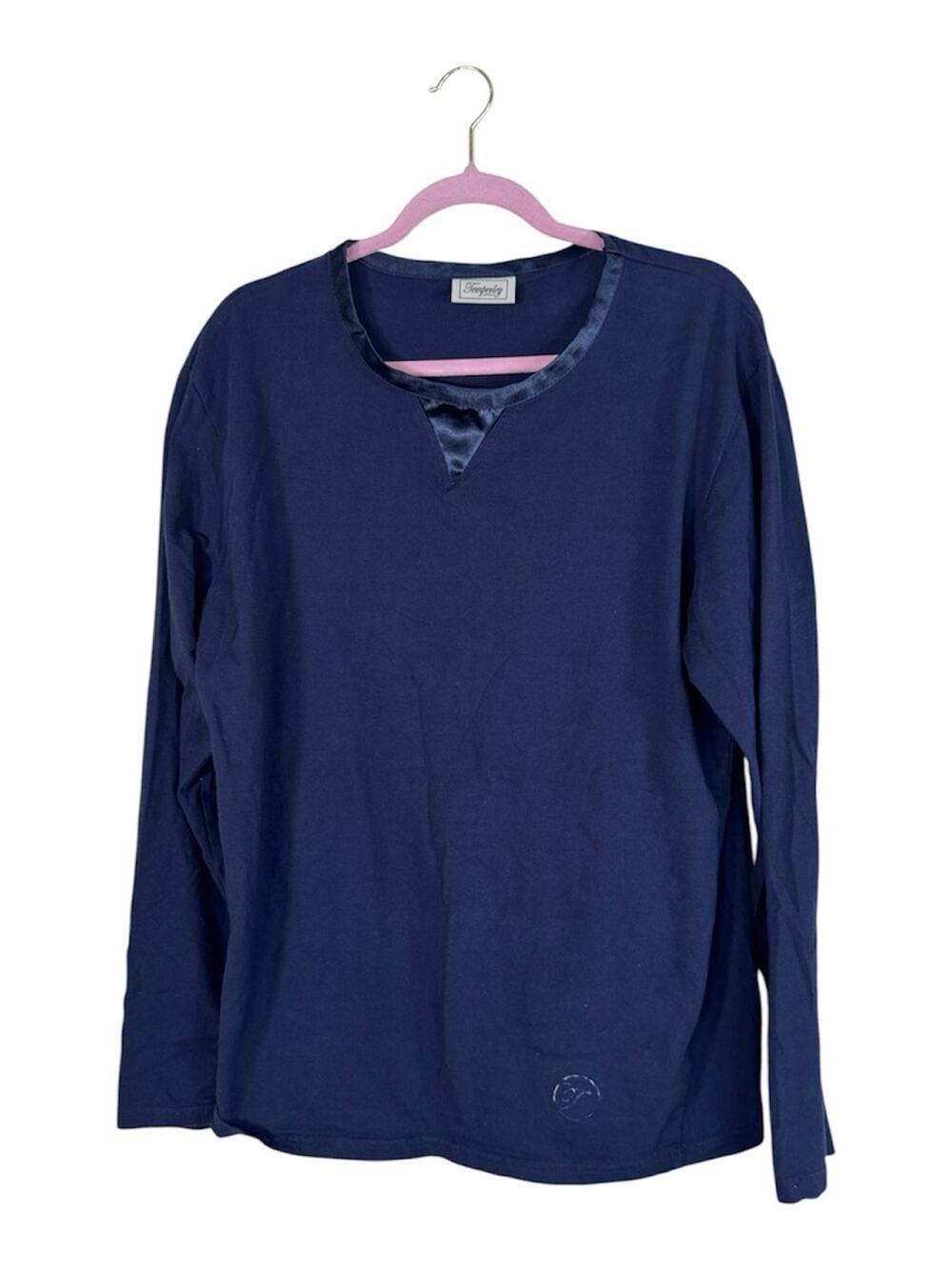 Temperly London Blue Long Sleeve Shirt Womens L Classic Casual Basic Staple